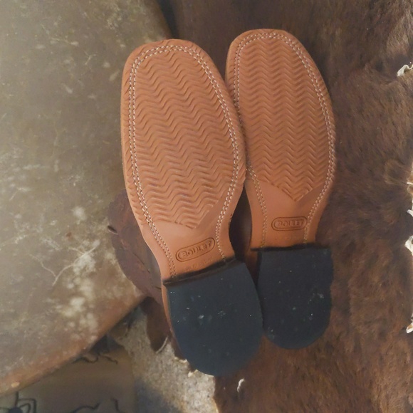 BOULET #2050 hand tooled Ranger Chestnut leather cowboy boots square toe 6.5 NEW - Picture 13 of 15